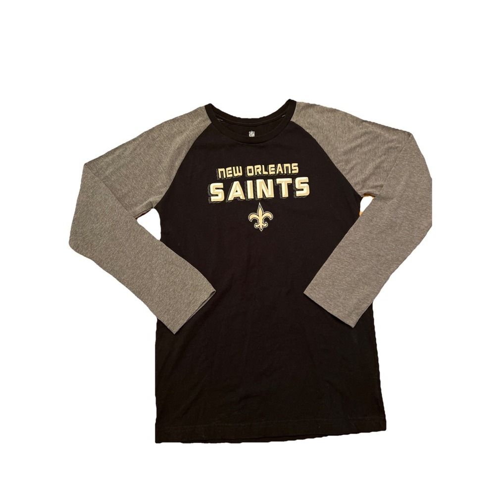 New Orleans Saints NFL Team Apparel Long Sleeve Black Gray Youth XL Shirt - Picture 1 of 10